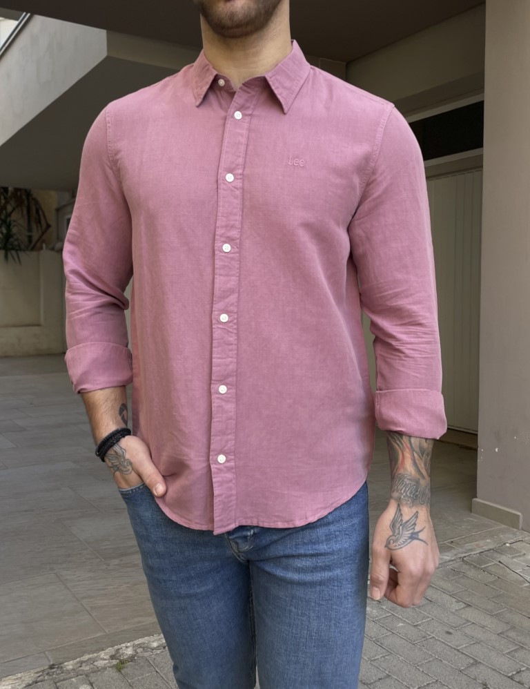 Lee Μακρυμάνικo Λινό Πουκάμισο Ροζ 112363906